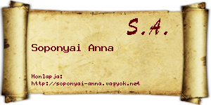 Soponyai Anna névjegykártya