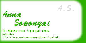 anna soponyai business card